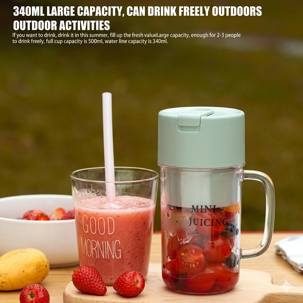 Mug Shaped Portable blender With Straw